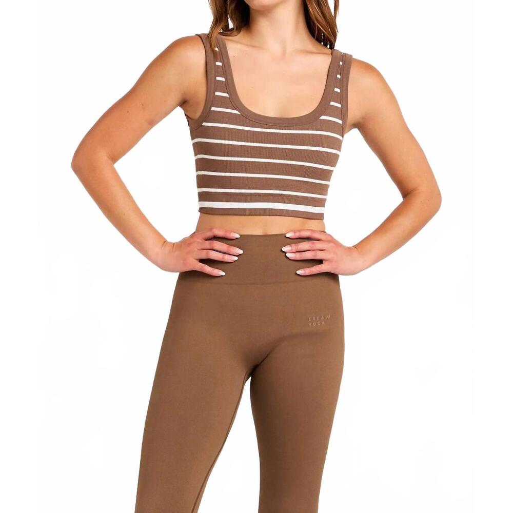 NEW CREAM YOGA joyce bra top in latte stripes